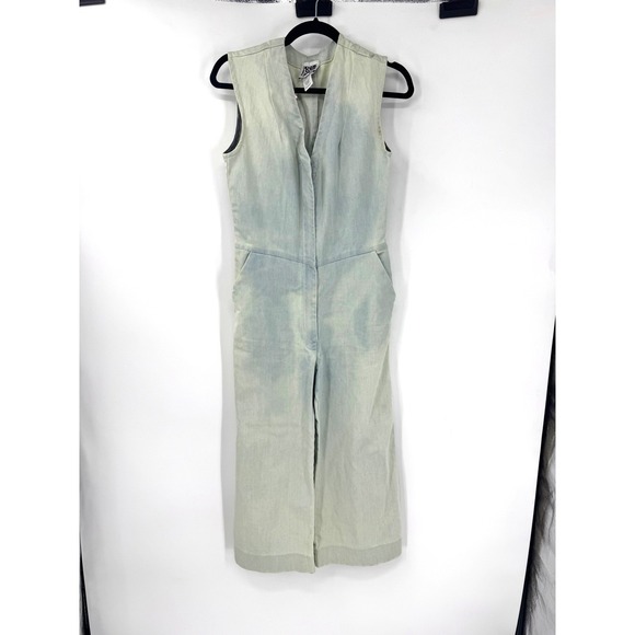 Prairie Underground Pants - Prairie Underground Finen Again Denim Jumpsuit Sleeveless Wide Leg Blue XS